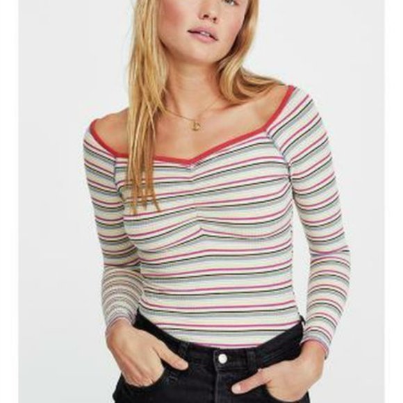 Free People Put a Stripe on It Thong Bodysuit. S, L - Picture 3 of 8